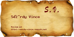Sárdy Vince névjegykártya
